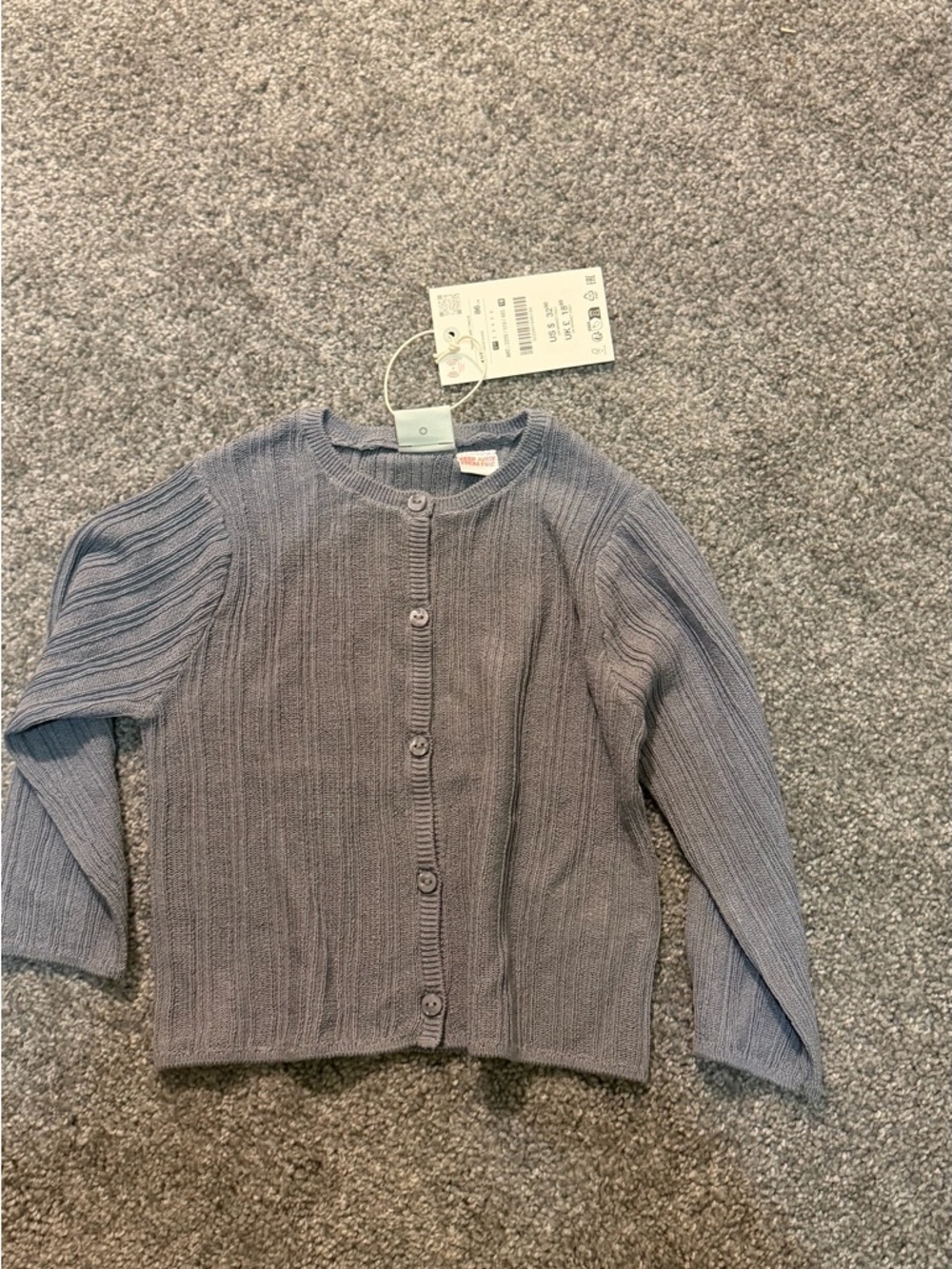 Zara Gray Knit Button-Up Cardigan